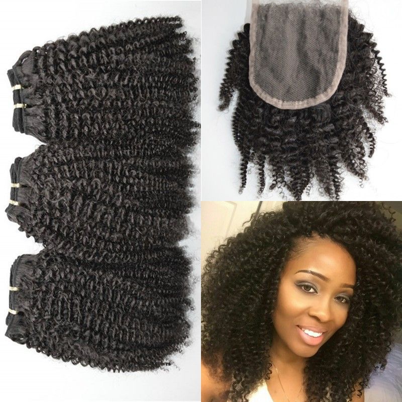 4a 4b 4c Afro Kinky Curly Human Hair Bundles With Peruvian Hair