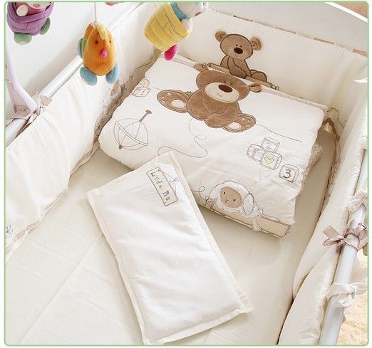 Promotion Embroidery Cot Baby Bedding Set Crib Bed Linen Baby Bed