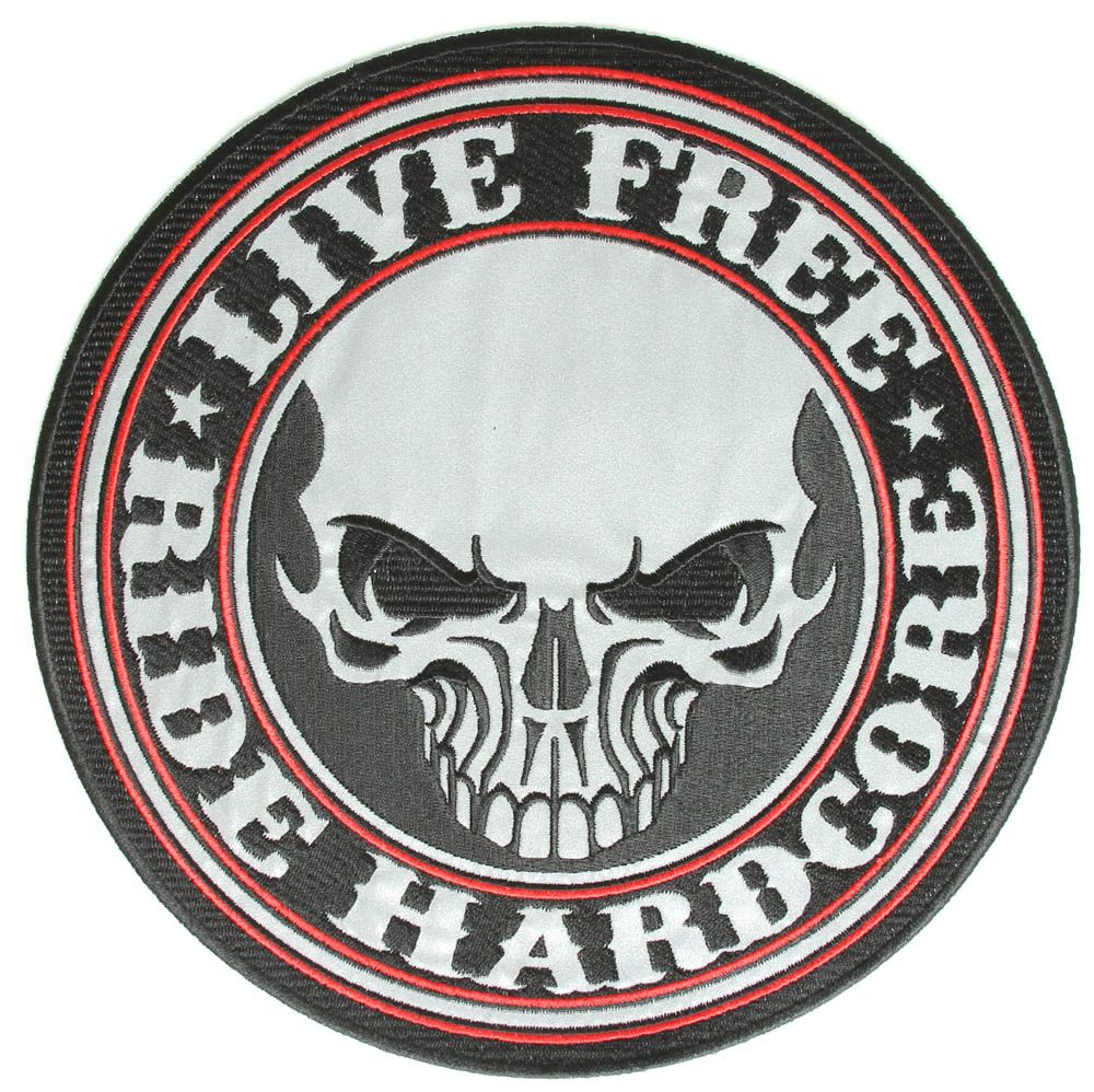 REFLECTIVE SKULL Biker Patch Embroidered sew iron on 