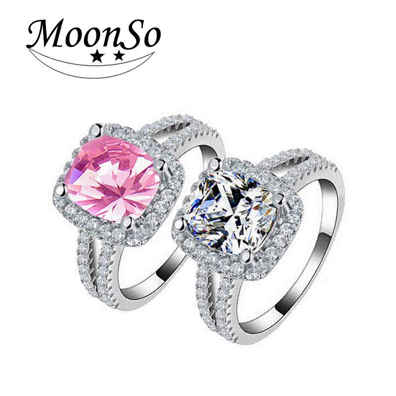 Moonso 925 Dedo Anular De Plata Esterlina Anel Aneis Cz Flor Moonso 925 Dedo Anular De Plata Esterlina Anel Aneis Cz Flor