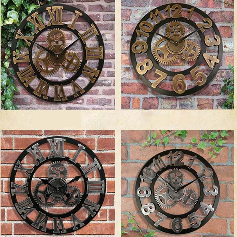 Handmade Clock Large Gear Wall Clock Vintage Rustic Wooden Luxury Art Wooden New