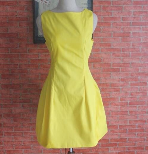 yellow color one piece dress