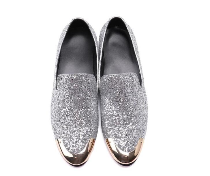silver formal shoes
