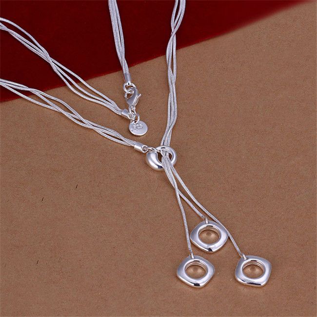 Fashion 925 Sterling Argent Massif Bijoux 5 chaine boule collier pour femmes N222