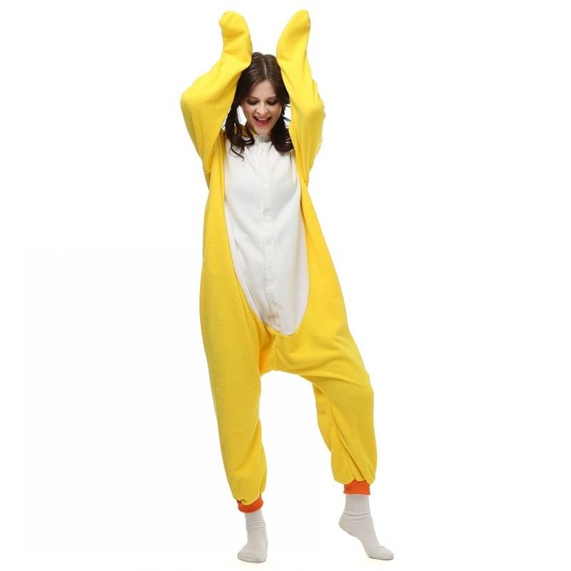 Unisex Adult Hoodie Onesies Yellow Duck Cosplay Costume Halloween Xmas Pajamas