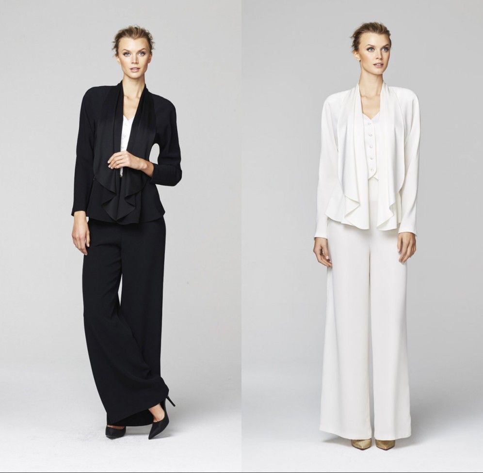 mother of the bride black pant suits