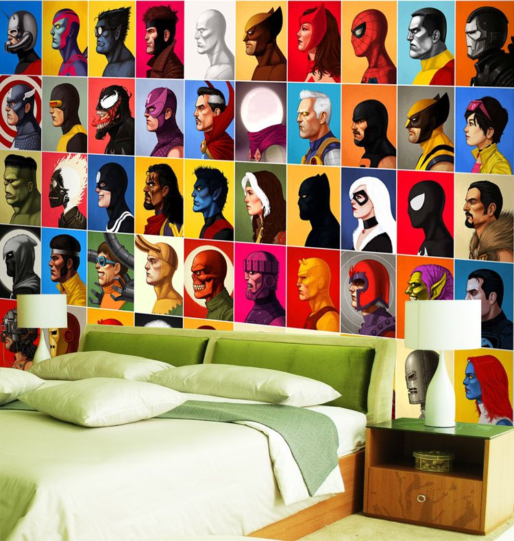 Grosshandel Superheld Comics Wallpaper Spiderman Fototapete Captain America Fototapete Kids Schlafzimmer Schlafsaal Wandverkleidung Avengers Room Decor