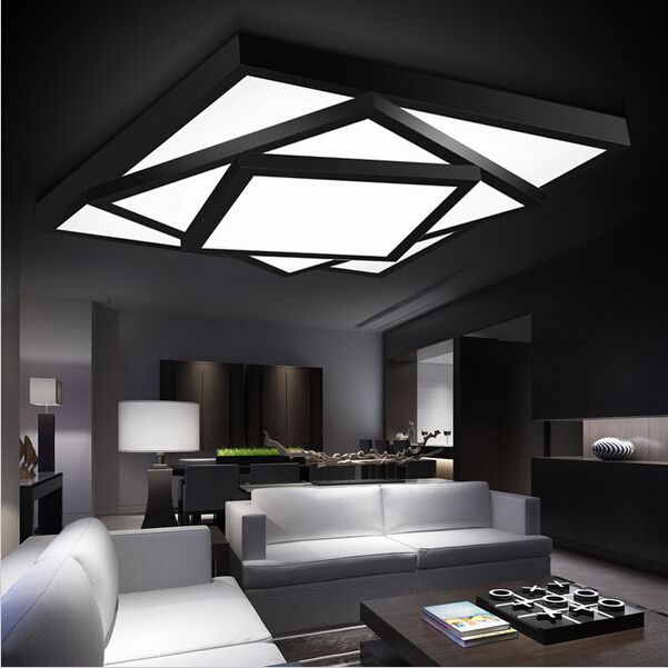 2019 Modern Simple Metal Art Ceiling Light Geometric Led Flush Mount Light Square Ceiling Chandeliers Painted Finish For Living Room Bedroom From