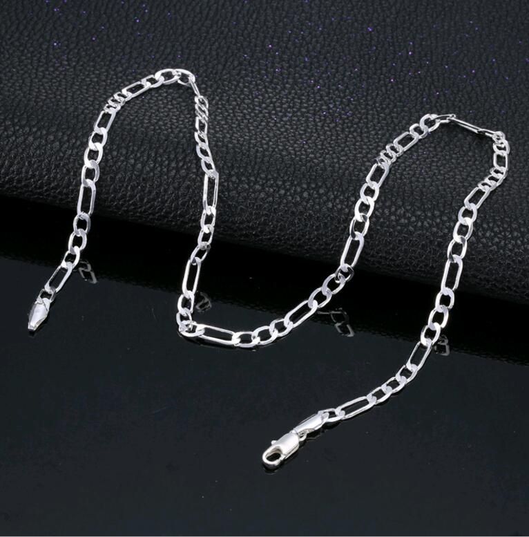 Fashion 925 Plaqué Argent 5 mm Côté chaîne serpent Collier Femmes Hommes Bijoux 20/"