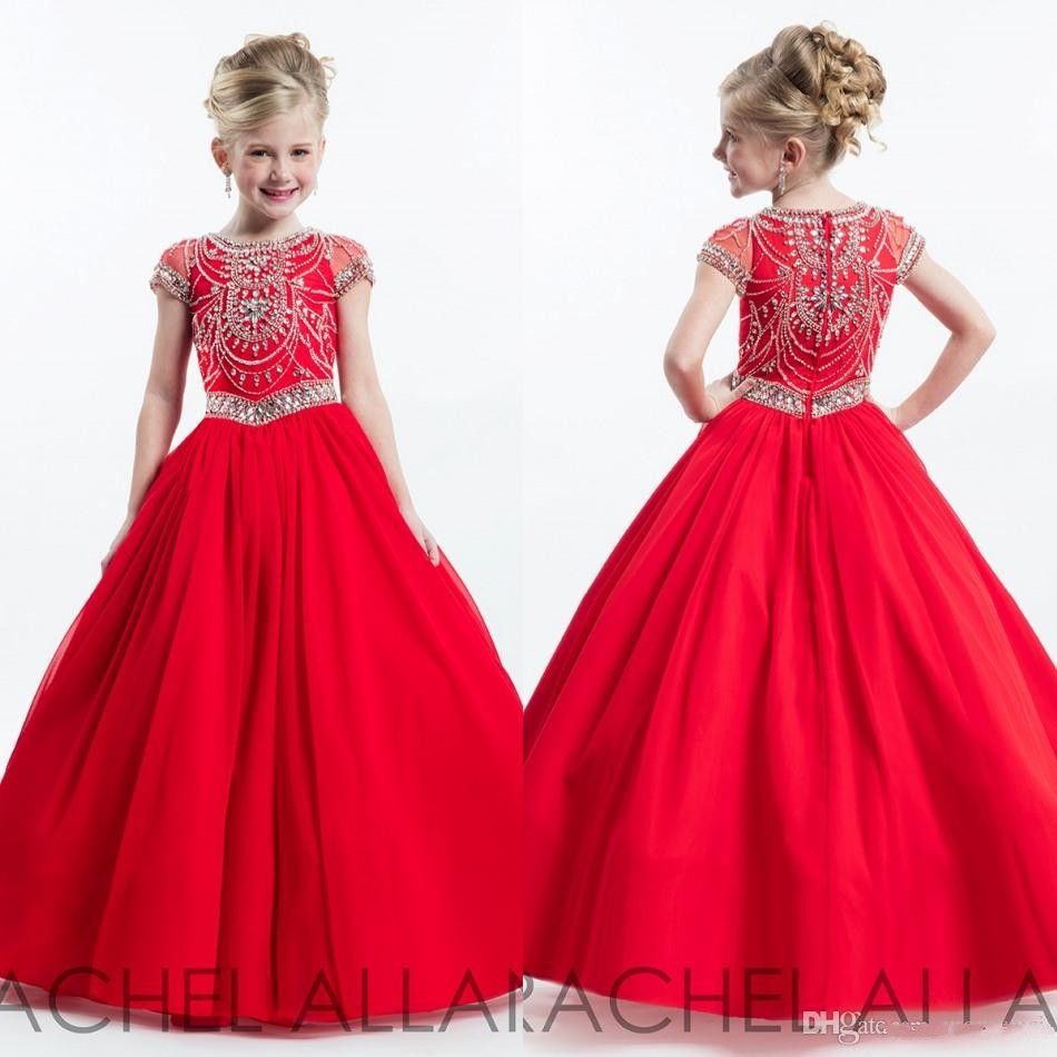 red pageant dress for little girl