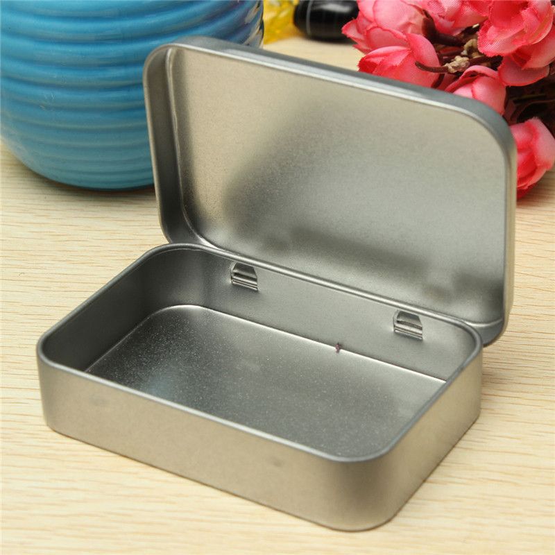 Metal Tin Can Box Silver Blank Storage Case Money Coin Candy Crafts Survival Kit