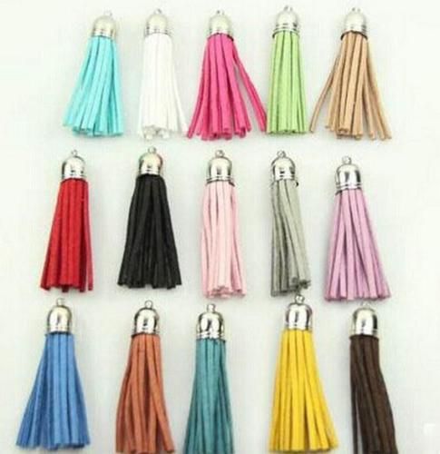 100pcs Suede Tassel For Keychain Straps Jewelry Charms Leather Tassel 40mm 