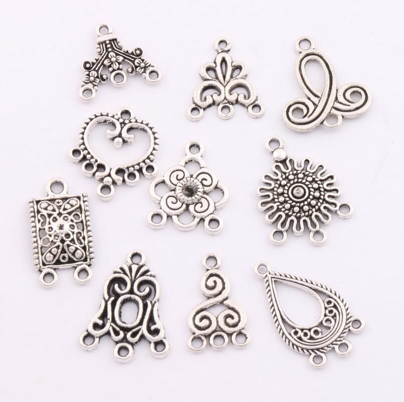 5 Pares de Conectores de Plata Tibetana pendiente Lacy Fancy Candelabros 33mm 10 un
