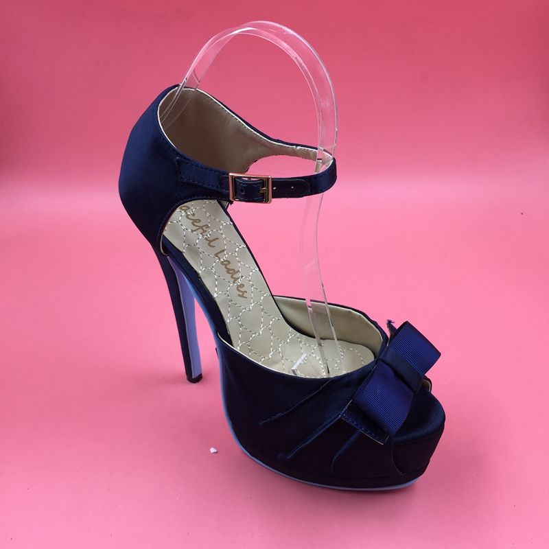 navy satin high heels