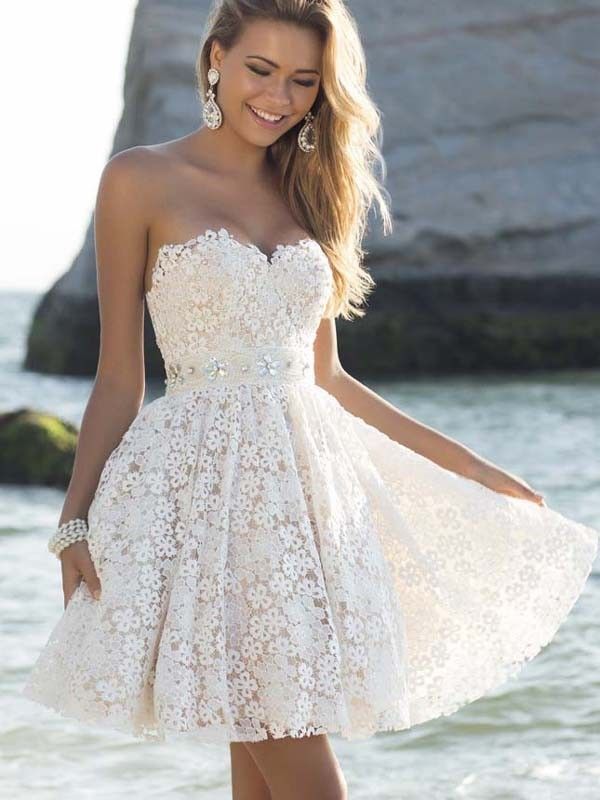 Acquistare In Magazzino Abito Corto Da Damigella Donore In Pizzo Bianco  Abito Da Cerimonia Abito Da Banchetto Senza Spalline Economico | Consegna  Veloce E Qualità | DHgate Italy