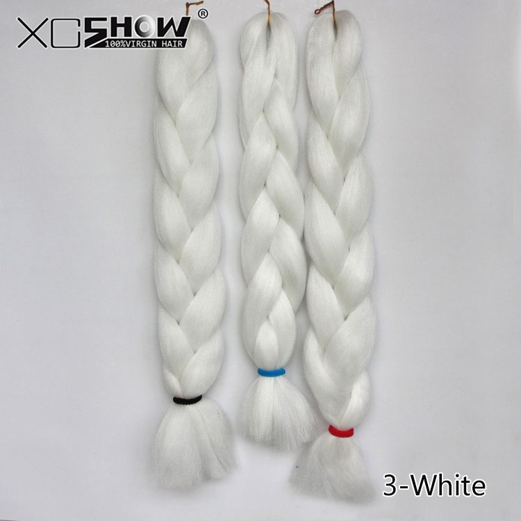Ombre Kanekalon Braiding Hair Braid 100g Piece White Synthetic