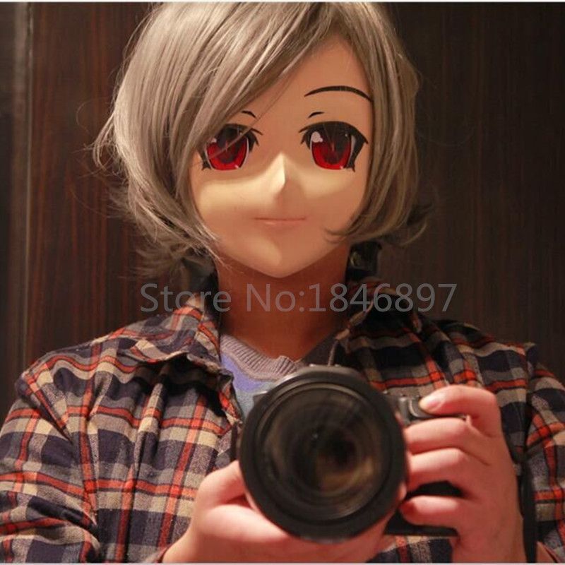 Hot Sale Male Silicone Half Head Full Face Short Hair Red Eye