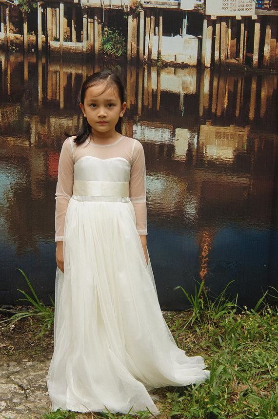 white flower girl dress size 16