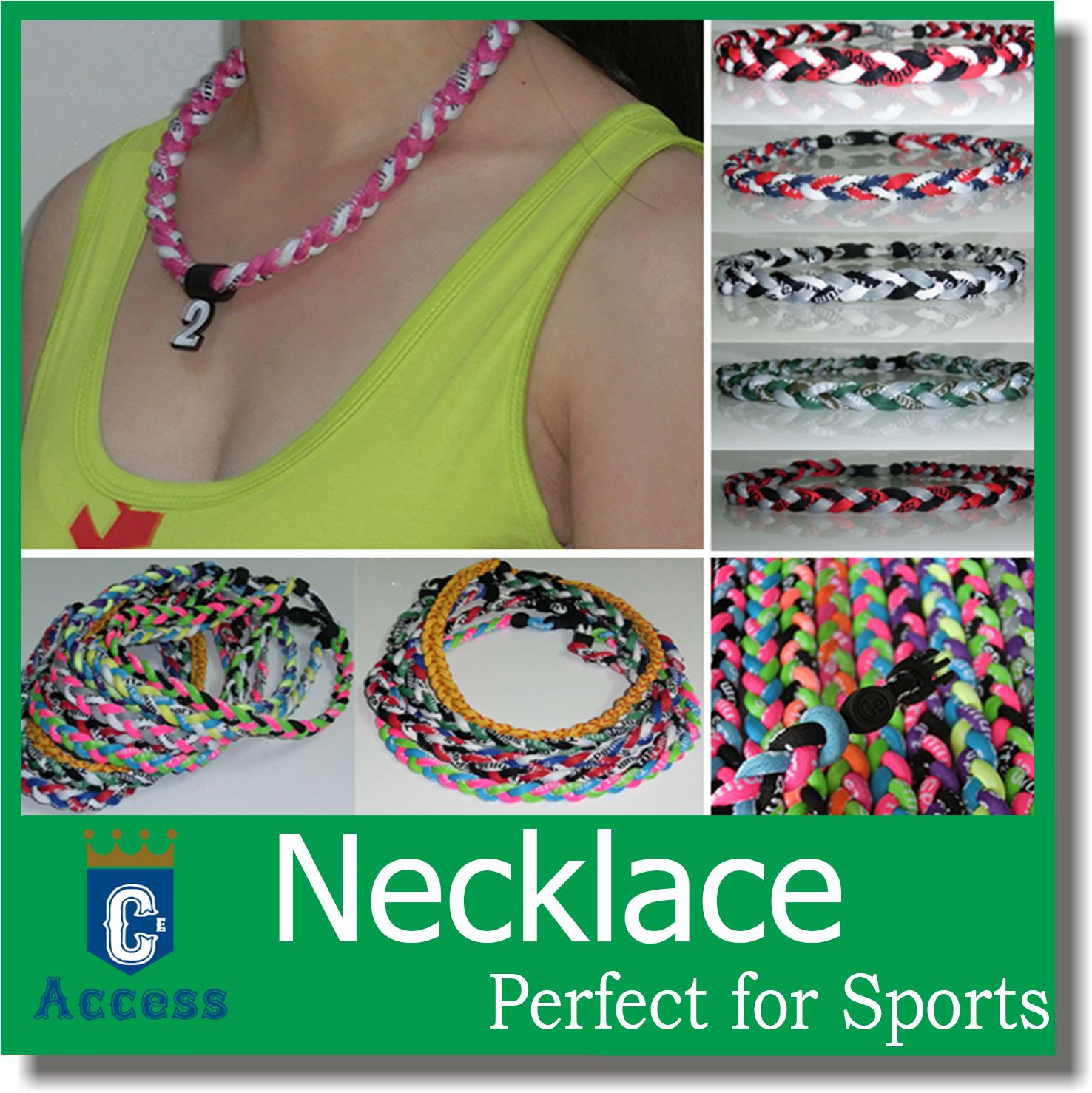 OOIN Package of 12 Baseball Titanium Necklaces for Boys Tornado Braided Rope Necklace