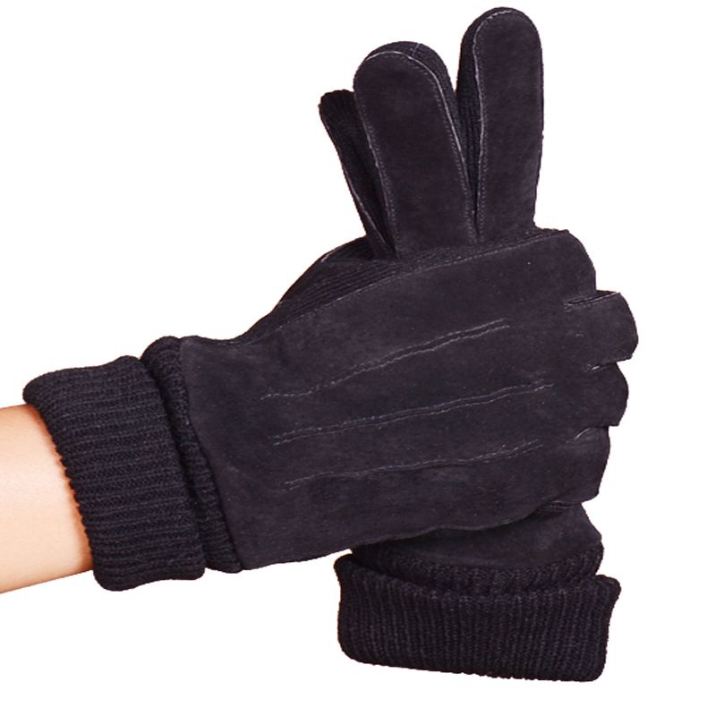 knit gloves with leather palms