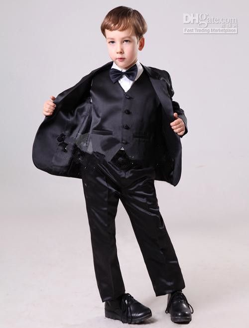 Compra Guapos Trajes A Medida Negro Satinado Un Botón Trajes Para Niños  Trajes De Boda Para Niños Vestimenta Formal Chaqueta Chaleco Pantalones  Barato | Entrega Rápida Y Calidad | Es.Dhgate