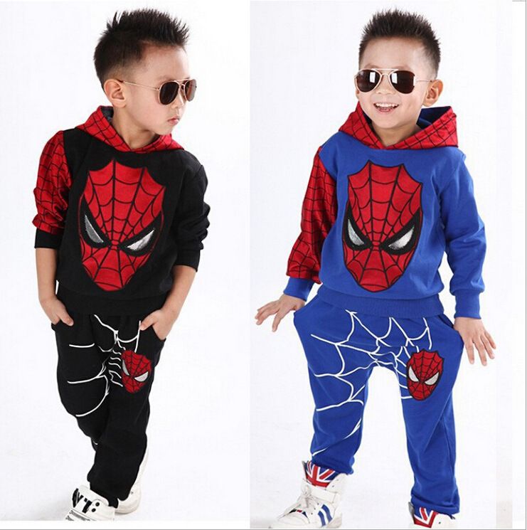 Pantalones Sudaderas Trajes Conjuntos Baby Casual Spiderman Deportes Chándal Con Capucha