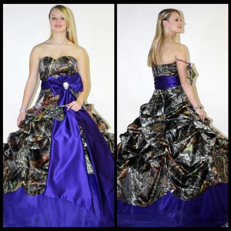 purple and camo wedding dress