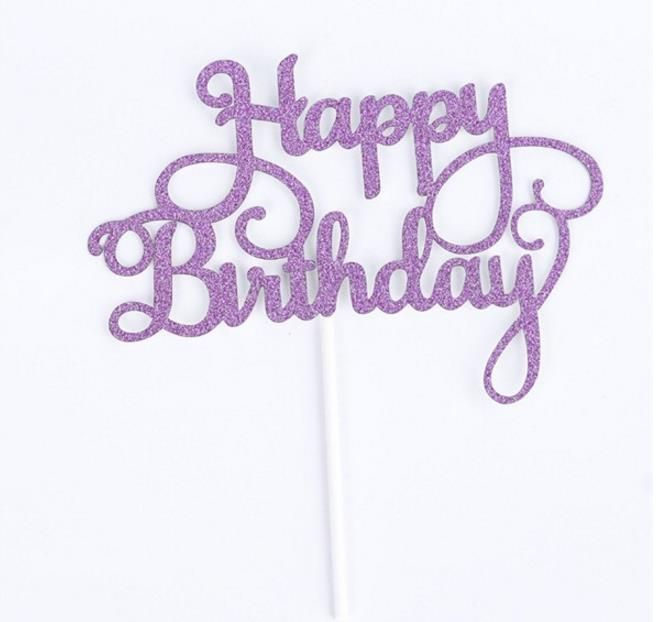Fashion Hot Gold Silver Glitter Happy Birthday Party Cake Toppers