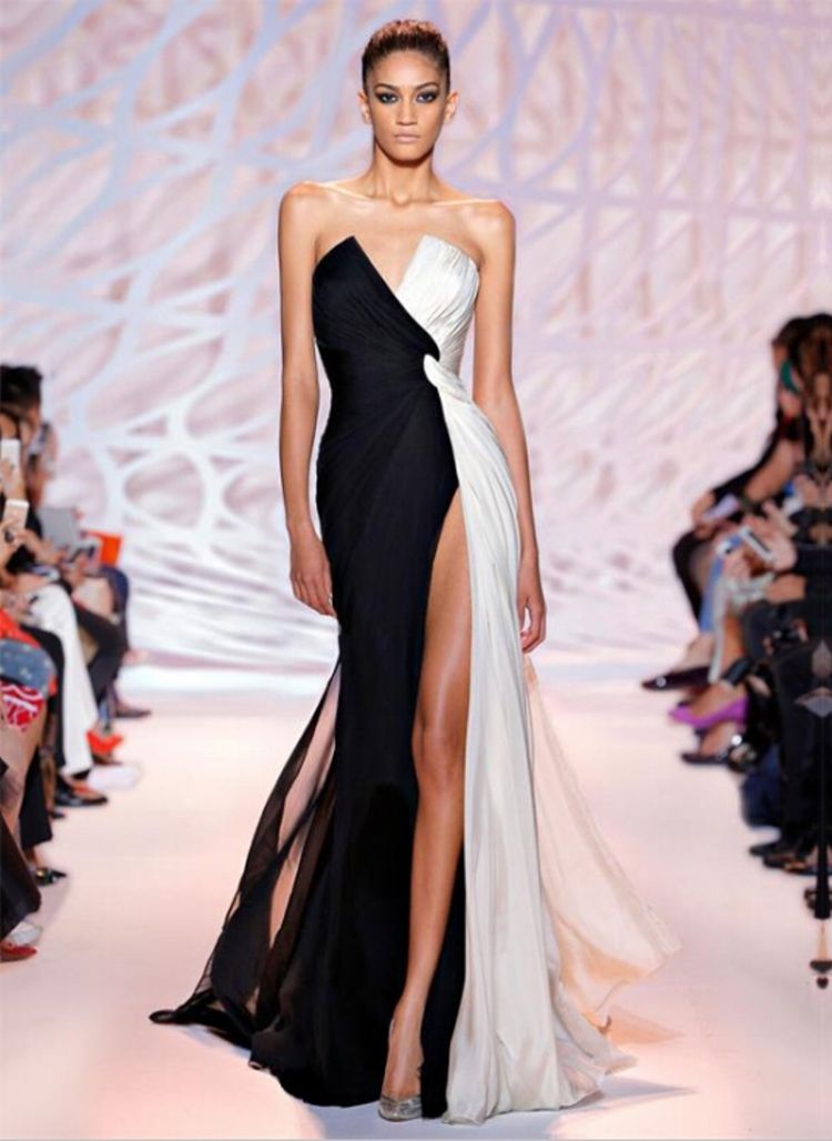 Split Evening Dresses 2016 Black White Catwalk Moderator Sexy Thin Long Lady Dress From Eternallove520, $95.48 | DHgate.Com