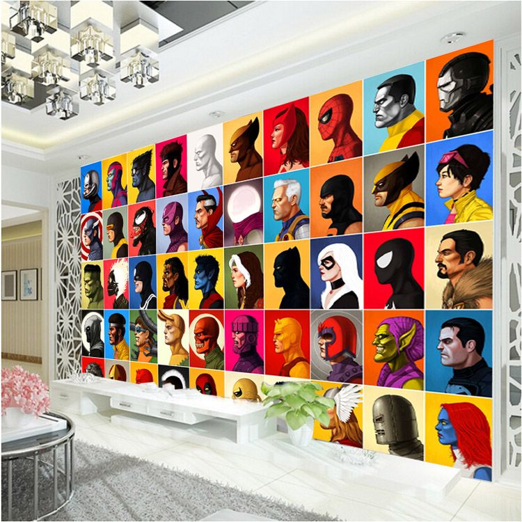 Superhero Comics Wallpaper Spiderman Wall Mural Captain America Photo Wallpaper Kids Bedroom Dormitory Wall Covering Avengers Room Decor Wallpaper To