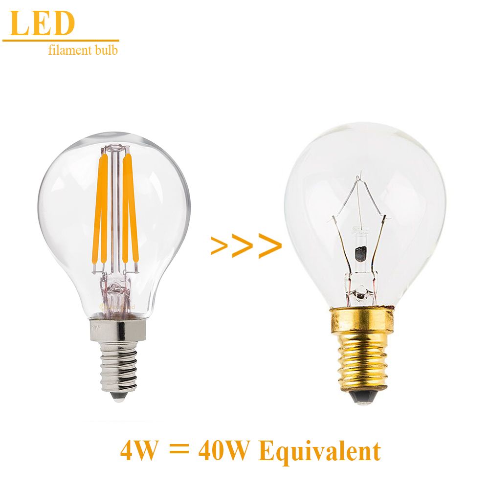 Retro LED Filament Light Bulb 4W E12 E14 Base Edison G45 Clear Style