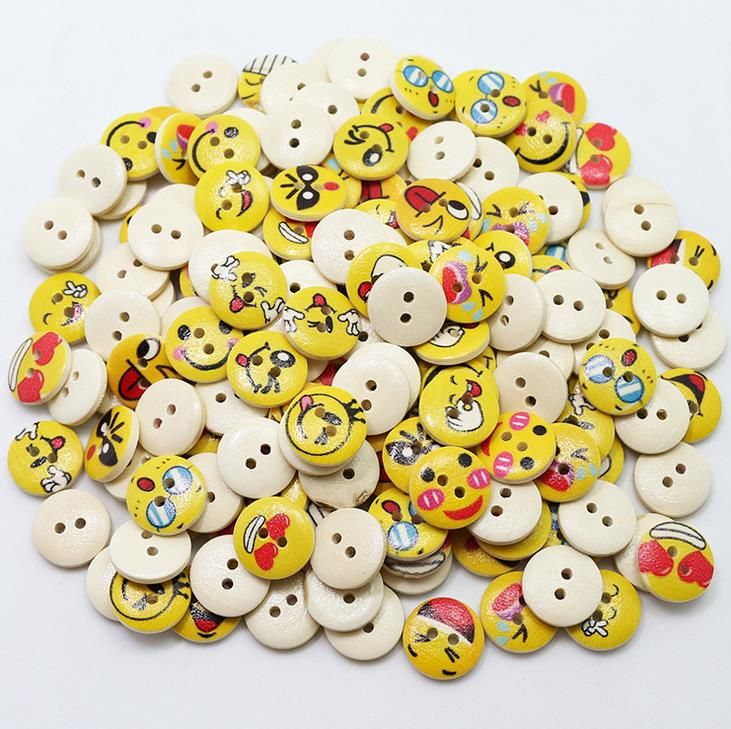 Different Colours Available Smiley Face Wooden Buttons Size 18mm