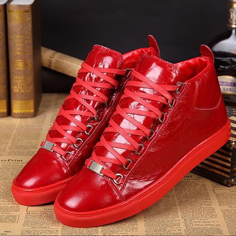 High Quality 2017 Black / Red Solid Color Lace Up Mens Sneakers Shoes ...