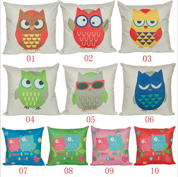 Cute Owl Pillow Case Lovely Cartoon Owl Pattern Pillow Case