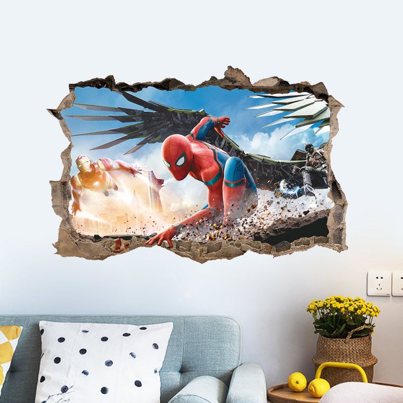 S - 50 x 32 cm Wall Graphics Adesivi Murali Buco nel Muro Spiderman Decorazioni murali 41 