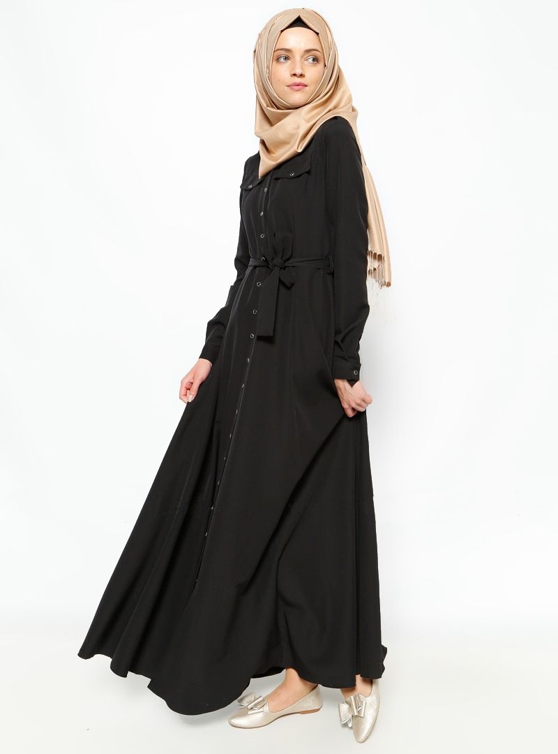 ladies long black dress
