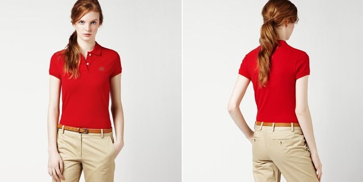 red polo shirt womens outfit