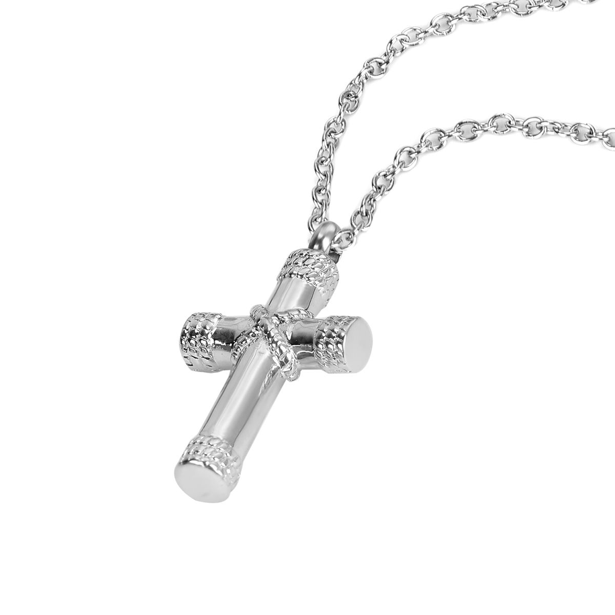 Silver Cross Heart Cremation Memorial Pendant Ashes keepsake Urn Casket