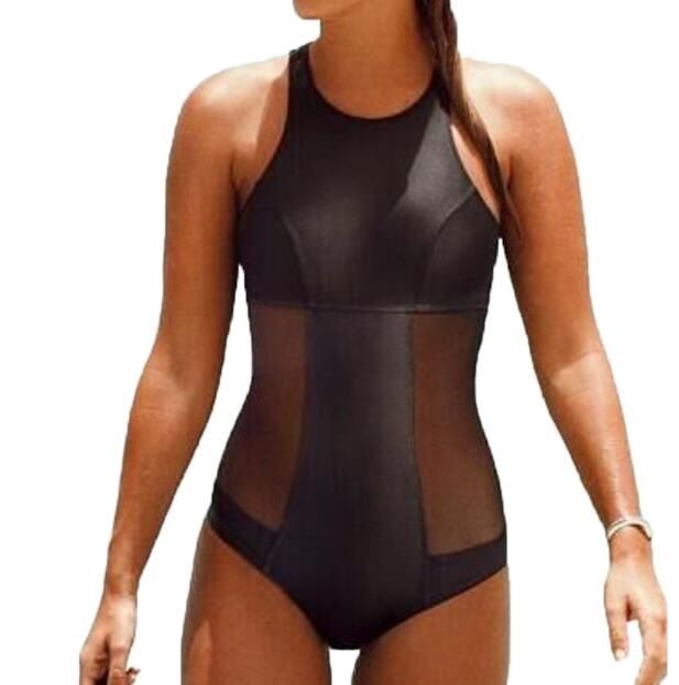 black leather one piece swimsuit