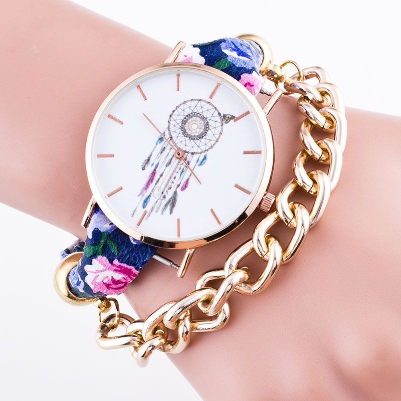 2016 Indian Boho New Women Wrist Watches Flower Dreamcatcher Dream Catcher Watch Leather Gold Chains Ladies Bracelet Watch Couple Watches Buy Clothes Online From Szyoumy 2 8 Dhgate Com