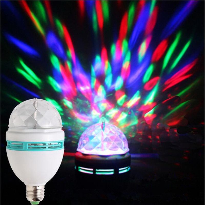 Rgb LED Bombillas De Luz de etapa Giratorio Bola de Cristal E27 3W Disco Fiesta Navidad Lámpara UK