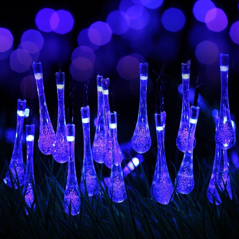Solar Outdoor String Lights 20ft 30 Led Water Drop Solar Outdoor String Lights 20ft 30 Led Water Drop Fairy Waterproof Powered For Ga