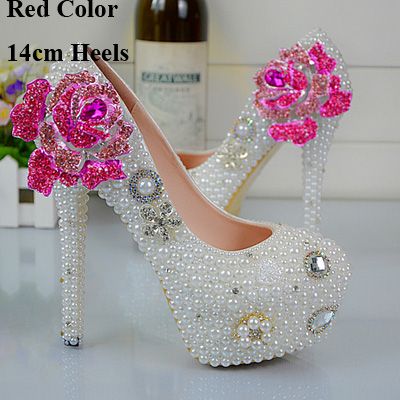 Kırmızı Rhinestone 14cm Topuklar