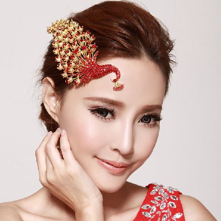 Phoenix Shape Wedding Hair Accessories 2016 Charming Gold Red