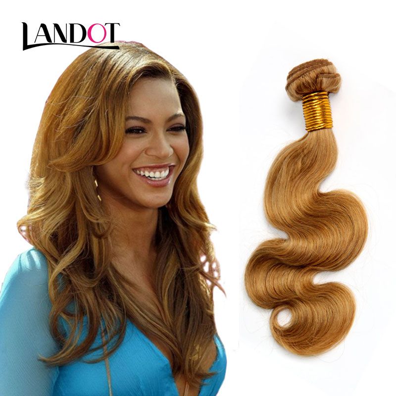 Honey Blonde Brazilian Body Wave Human Hair Weave Bundles Color 27