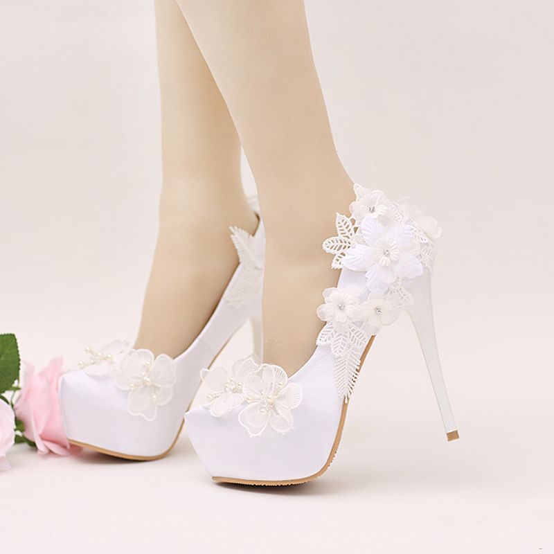 Elegant Simple Flower Bridal Shoes Lace Flower Bridesmaid Shoes