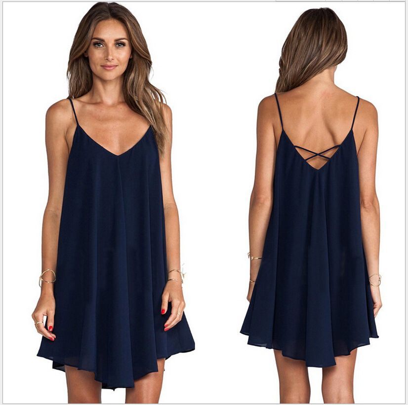 navy spaghetti strap dress