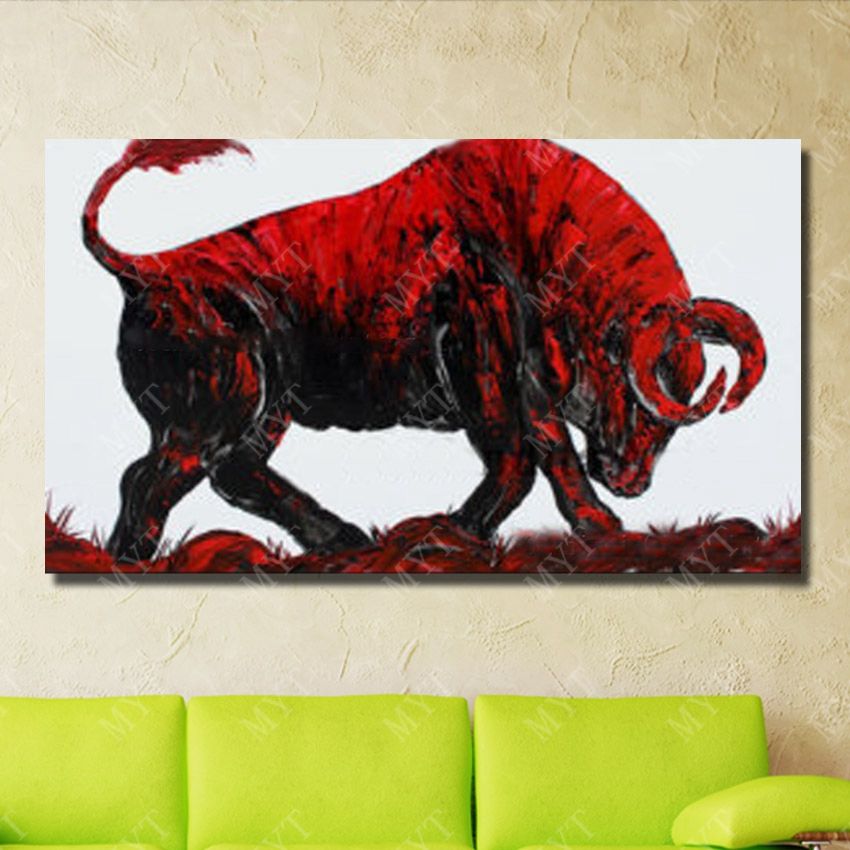Oil Painting Animal HD Print Canvas Art Wall Decor on Canvas,The bull 24X36inch