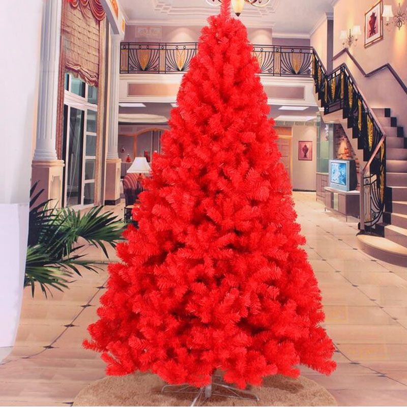  m / 240 CM de Luxo Encryptação Vermelho Árvore de Natal Pinho Pesado  Artificial PVC Colorido