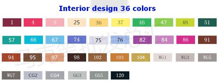 Touch Five Markers Color Chart